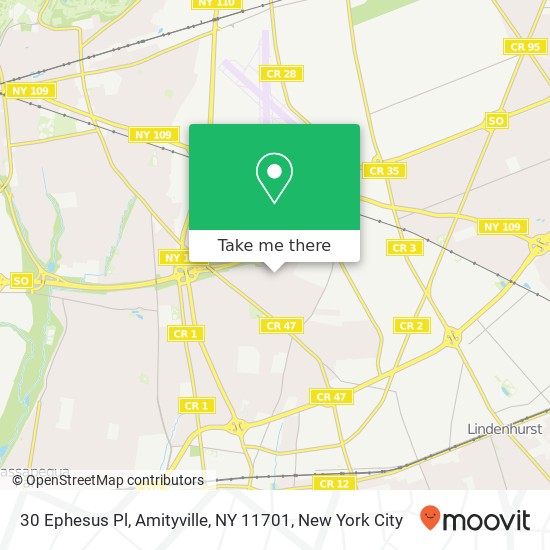 Mapa de 30 Ephesus Pl, Amityville, NY 11701