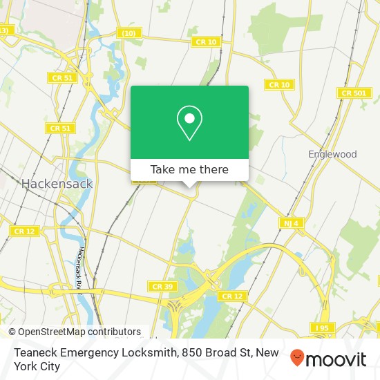 Teaneck Emergency Locksmith, 850 Broad St map