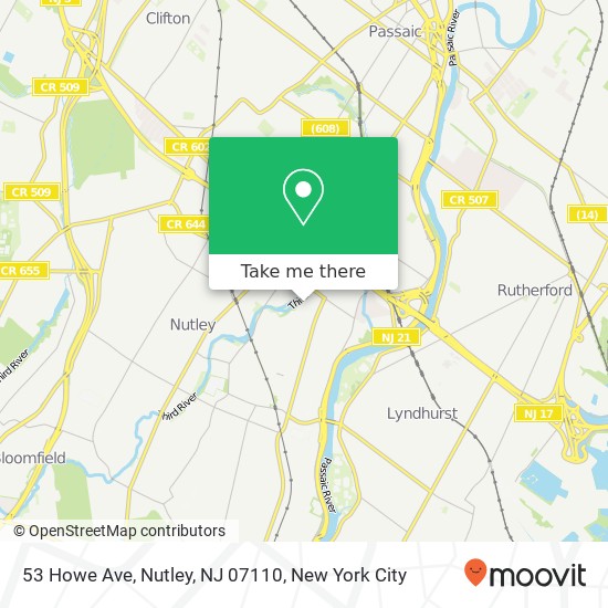 Mapa de 53 Howe Ave, Nutley, NJ 07110
