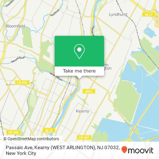 Passaic Ave, Kearny (WEST ARLINGTON), NJ 07032 map