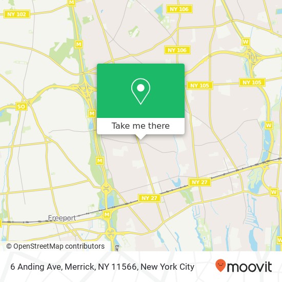 Mapa de 6 Anding Ave, Merrick, NY 11566