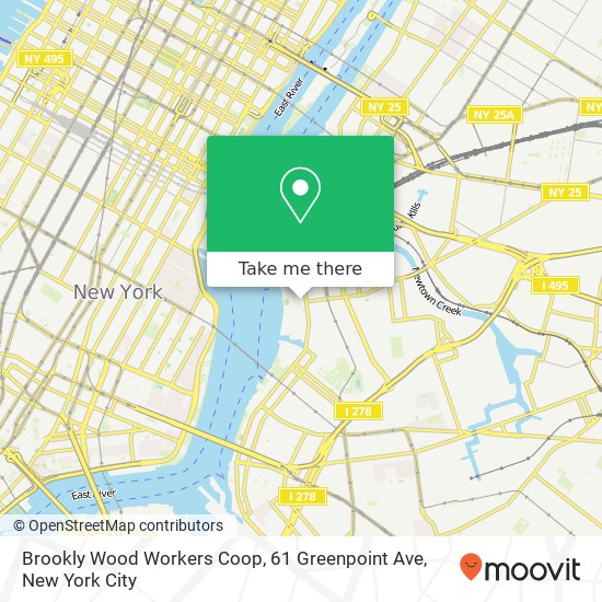 Mapa de Brookly Wood Workers Coop, 61 Greenpoint Ave