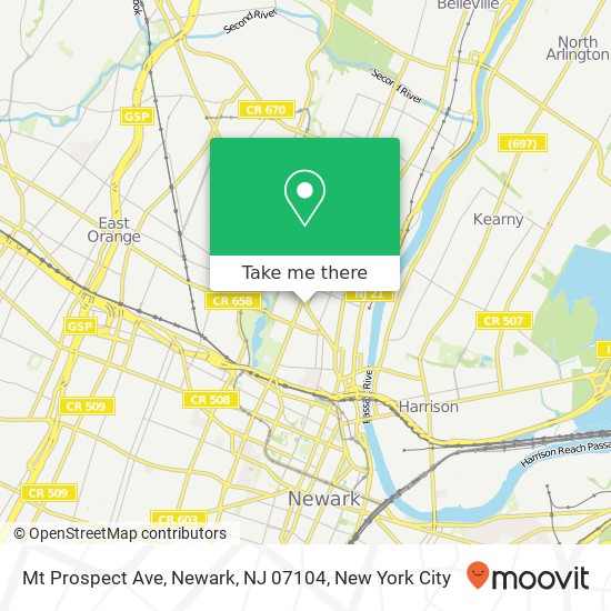 Mapa de Mt Prospect Ave, Newark, NJ 07104