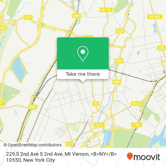 Mapa de 229,S 2nd Ave S 2nd Ave, Mt Vernon, <B>NY< / B> 10550