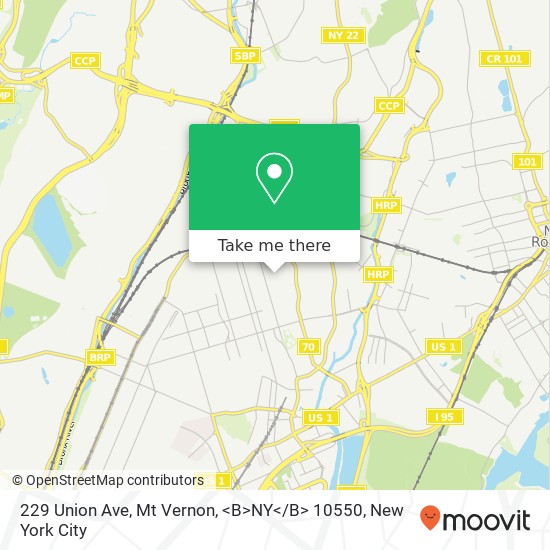 Mapa de 229 Union Ave, Mt Vernon, <B>NY< / B> 10550