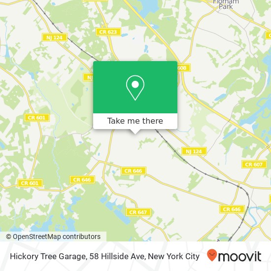 Mapa de Hickory Tree Garage, 58 Hillside Ave
