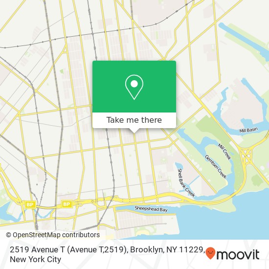 Mapa de 2519 Avenue T (Avenue T,2519), Brooklyn, NY 11229