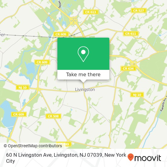 Mapa de 60 N Livingston Ave, Livingston, NJ 07039