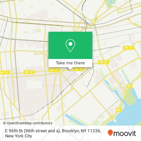 Mapa de E 96th St (96th street and a), Brooklyn, NY 11236