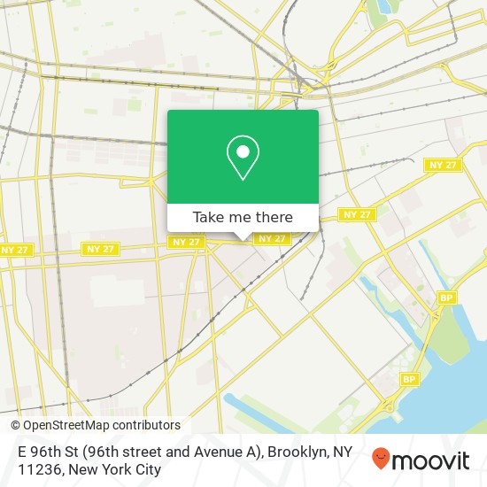 Mapa de E 96th St (96th street and Avenue A), Brooklyn, NY 11236