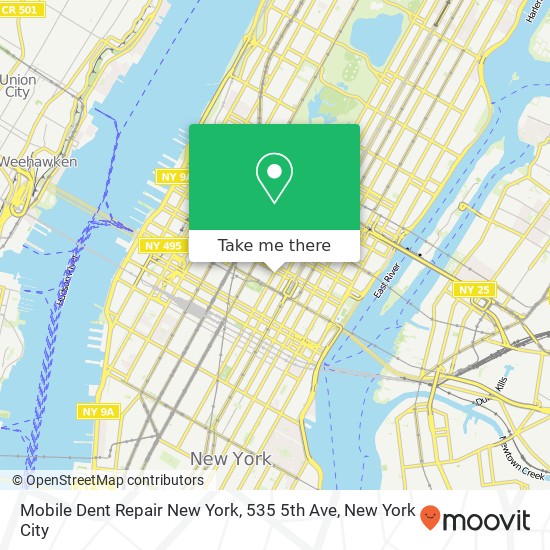 Mapa de Mobile Dent Repair New York, 535 5th Ave