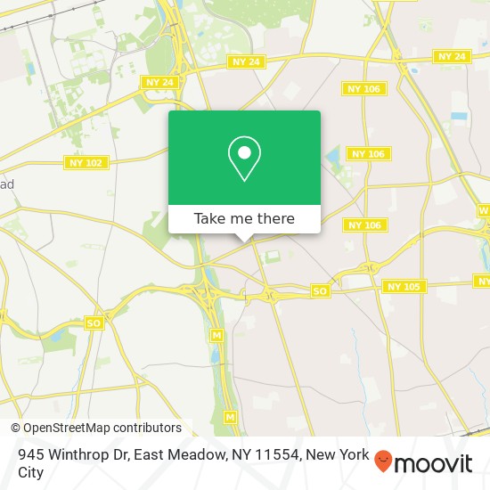 Mapa de 945 Winthrop Dr, East Meadow, NY 11554