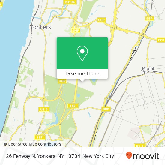Mapa de 26 Fenway N, Yonkers, NY 10704