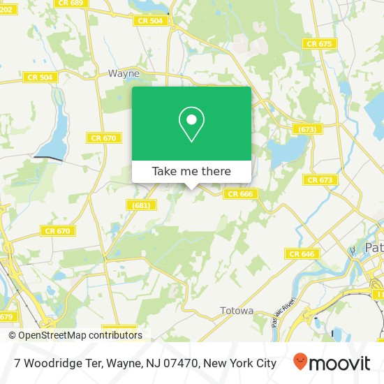 Mapa de 7 Woodridge Ter, Wayne, NJ 07470