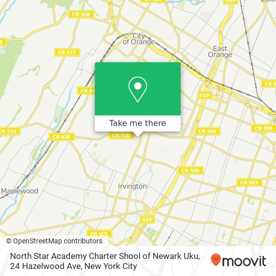 Mapa de North Star Academy Charter Shool of Newark Uku, 24 Hazelwood Ave