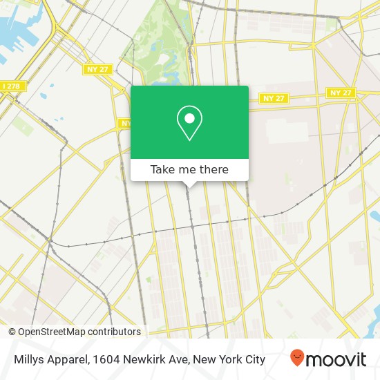 Mapa de Millys Apparel, 1604 Newkirk Ave