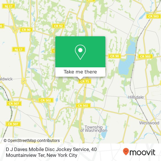 Mapa de D J Daves Mobile Disc Jockey Service, 40 Mountainview Ter
