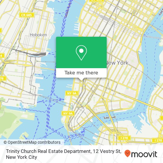Mapa de Trinity Church Real Estate Department, 12 Vestry St