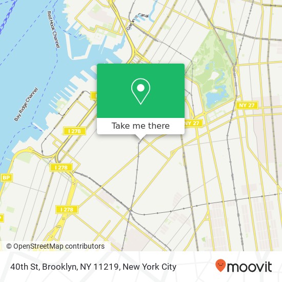 Mapa de 40th St, Brooklyn, NY 11219