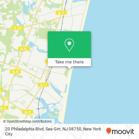 Mapa de 20 Philadelphia Blvd, Sea Girt, NJ 08750