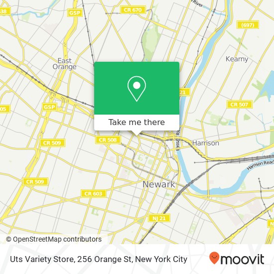Mapa de Uts Variety Store, 256 Orange St