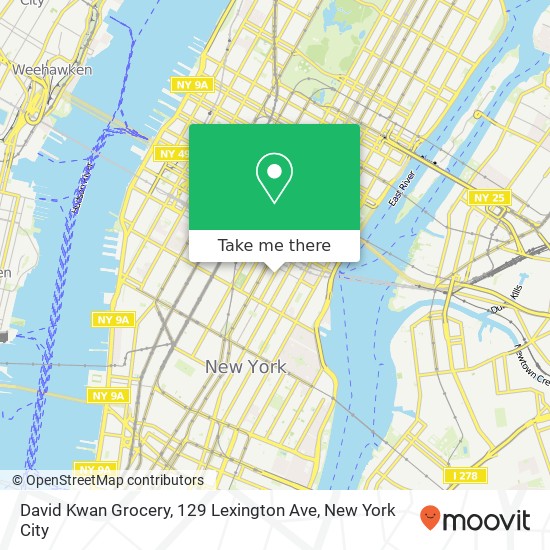 Mapa de David Kwan Grocery, 129 Lexington Ave