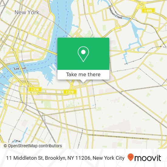 Mapa de 11 Middleton St, Brooklyn, NY 11206