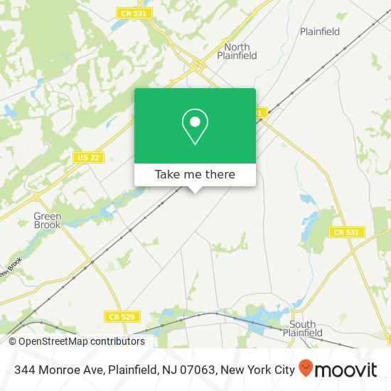 Mapa de 344 Monroe Ave, Plainfield, NJ 07063