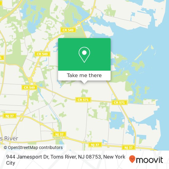Mapa de 944 Jamesport Dr, Toms River, NJ 08753