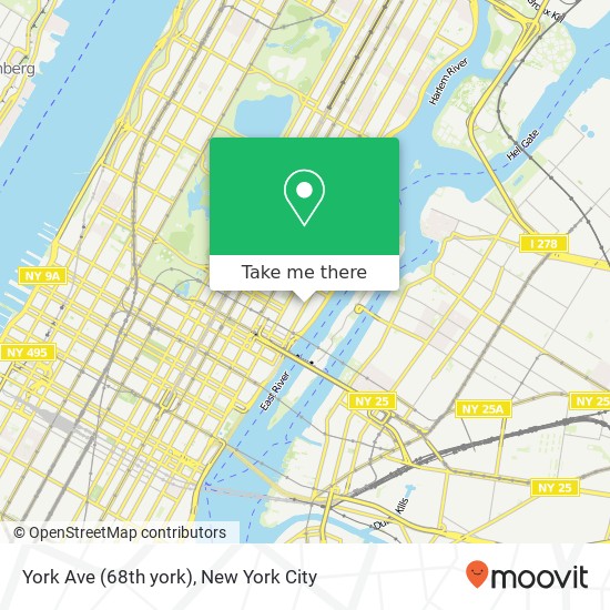 York Ave (68th york), New York, <B>NY< / B> 10065 map