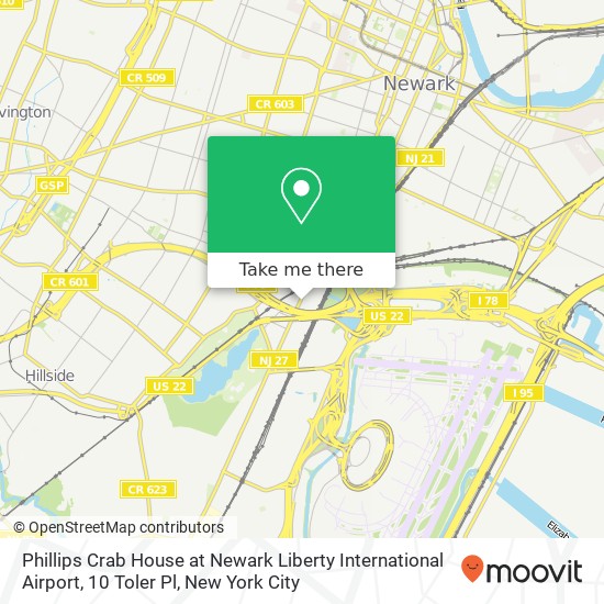 Mapa de Phillips Crab House at Newark Liberty International Airport, 10 Toler Pl