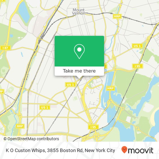K O Custon Whips, 3855 Boston Rd map