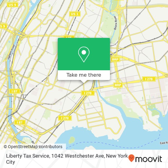 Mapa de Liberty Tax Service, 1042 Westchester Ave