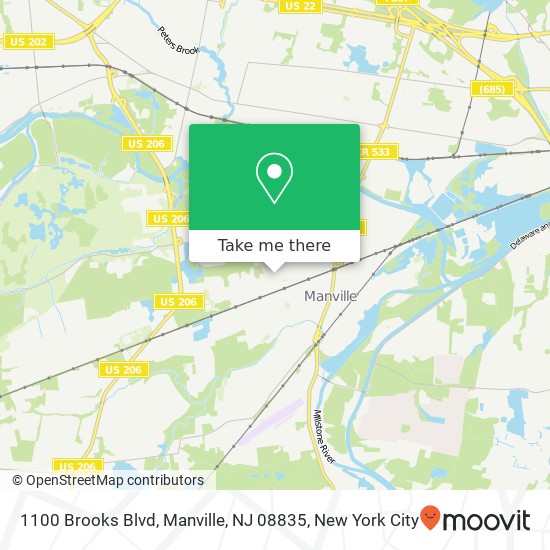 Mapa de 1100 Brooks Blvd, Manville, NJ 08835