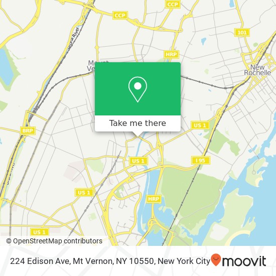 Mapa de 224 Edison Ave, Mt Vernon, NY 10550