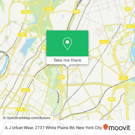 Mapa de A J Urban Wear, 2737 White Plains Rd
