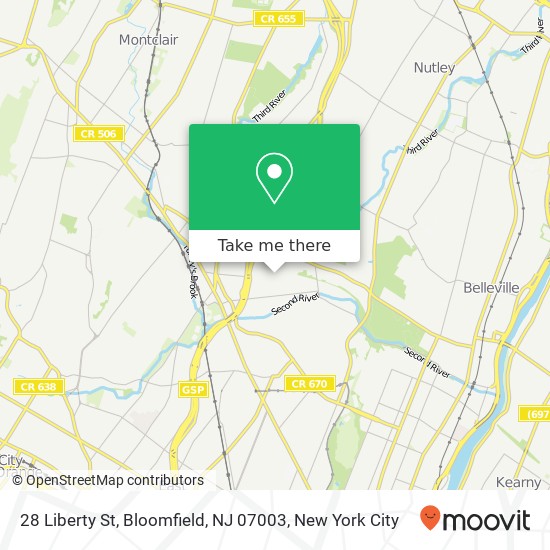 Mapa de 28 Liberty St, Bloomfield, NJ 07003
