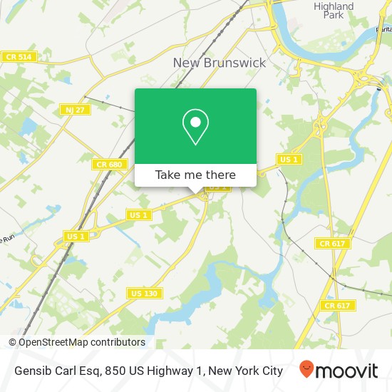 Mapa de Gensib Carl Esq, 850 US Highway 1