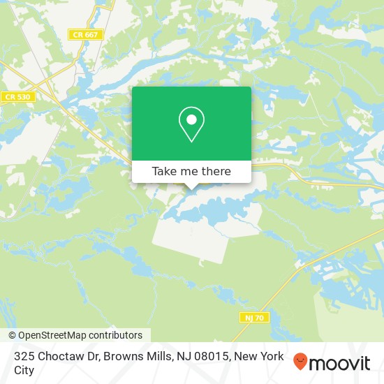 Mapa de 325 Choctaw Dr, Browns Mills, NJ 08015