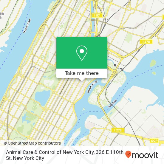 Mapa de Animal Care & Control of New York City, 326 E 110th St