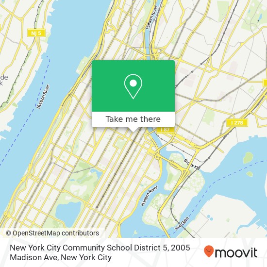 Mapa de New York City Community School District 5, 2005 Madison Ave
