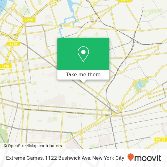 Mapa de Extreme Games, 1122 Bushwick Ave