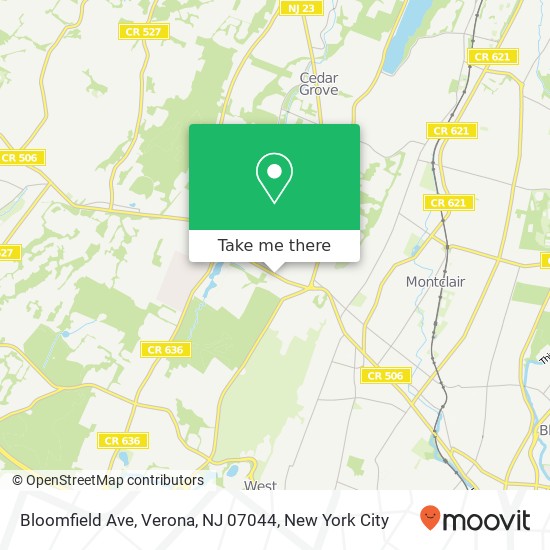 Mapa de Bloomfield Ave, Verona, NJ 07044