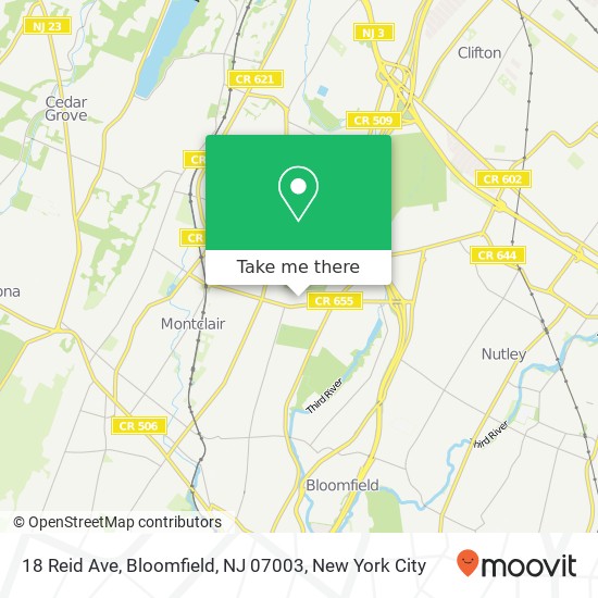 Mapa de 18 Reid Ave, Bloomfield, NJ 07003