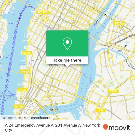 Mapa de A 24 Emergency Avenue A, 201 Avenue A