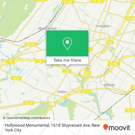 Mapa de Hollywood Monumental, 1618 Stuyvesant Ave