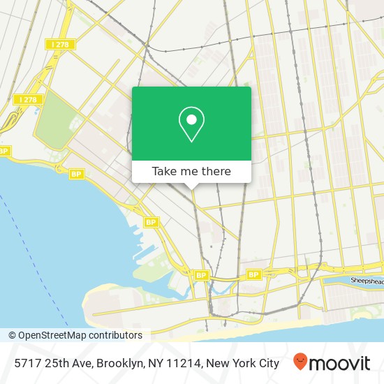 Mapa de 5717 25th Ave, Brooklyn, NY 11214
