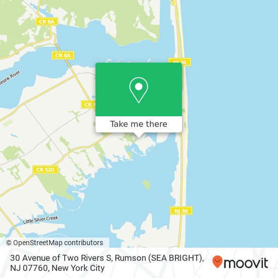 Mapa de 30 Avenue of Two Rivers S, Rumson (SEA BRIGHT), NJ 07760