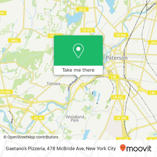 Mapa de Gaetano's Pizzeria, 478 McBride Ave