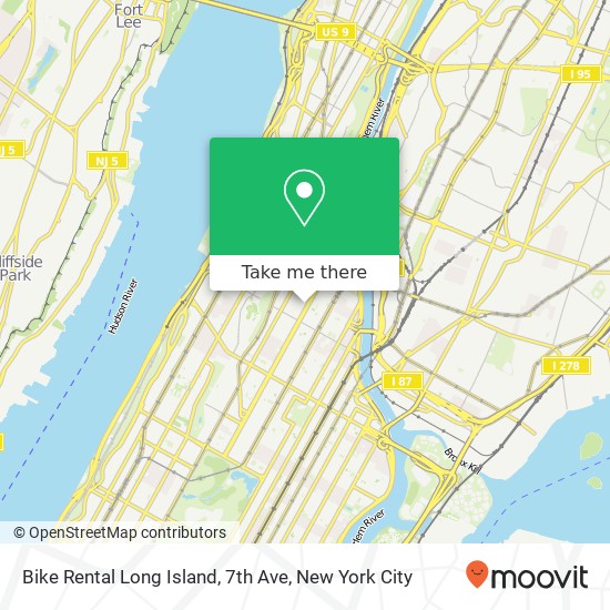 Bike Rental Long Island, 7th Ave map